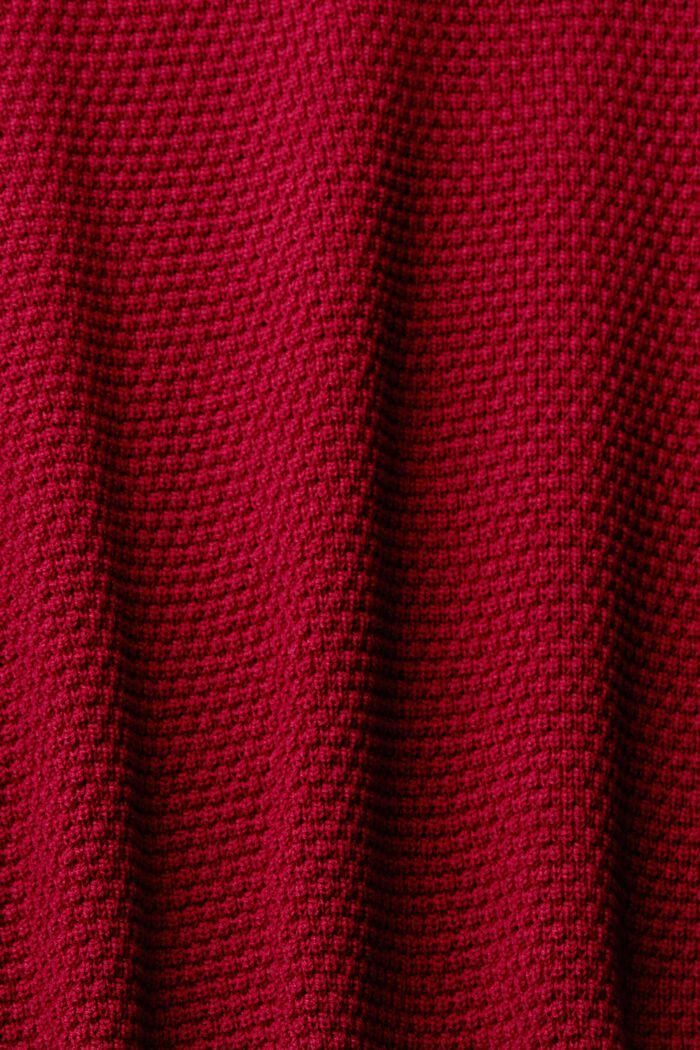 Jersey con cuello alto de textura, mezcla de algodón, CHERRY RED, detail image number 5