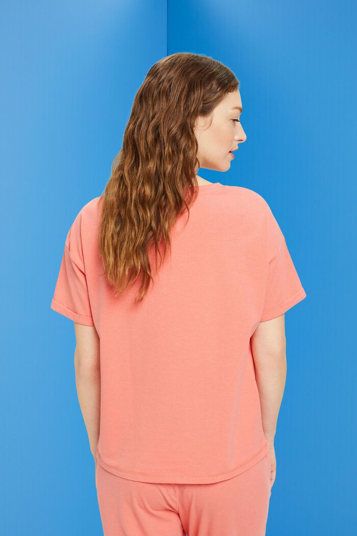 Camiseta con bolsillo en el pecho realizada en mezcla de algodón, NEW CORAL, detail image number 3
