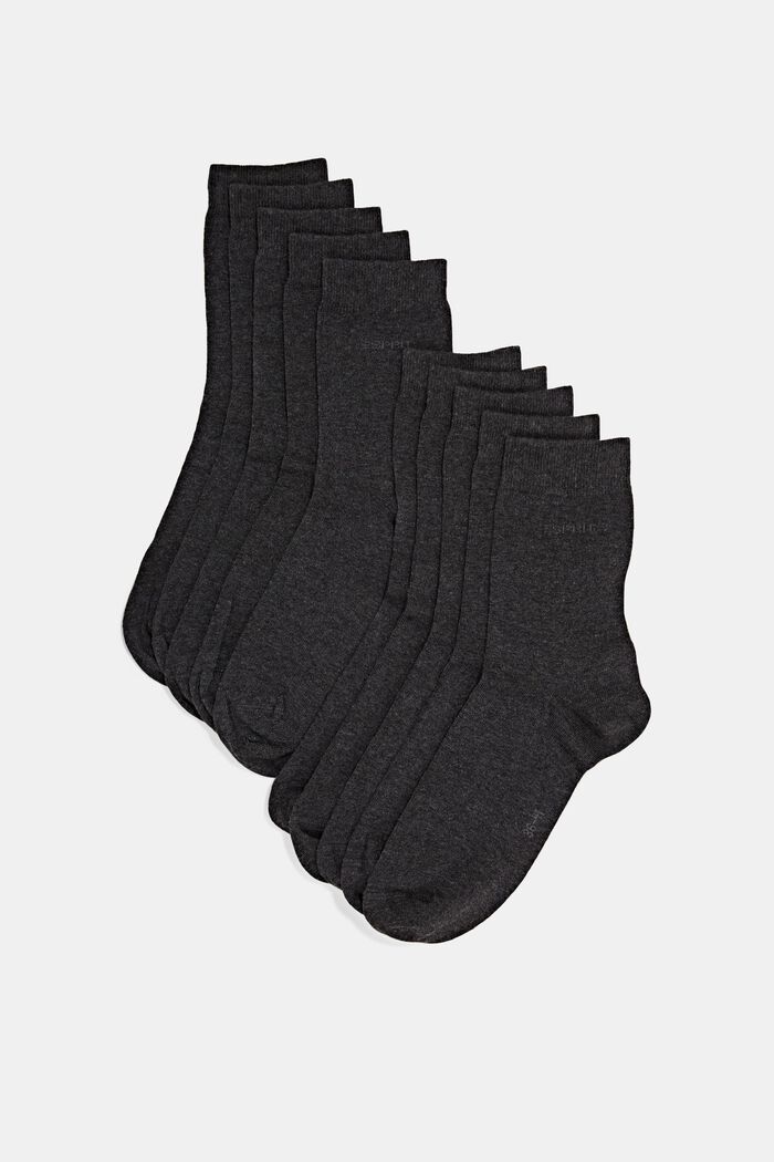 Pack de diez pares de calcetines unicolor, algodón ecológico, ANTHRACITE MELANGE, detail image number 0