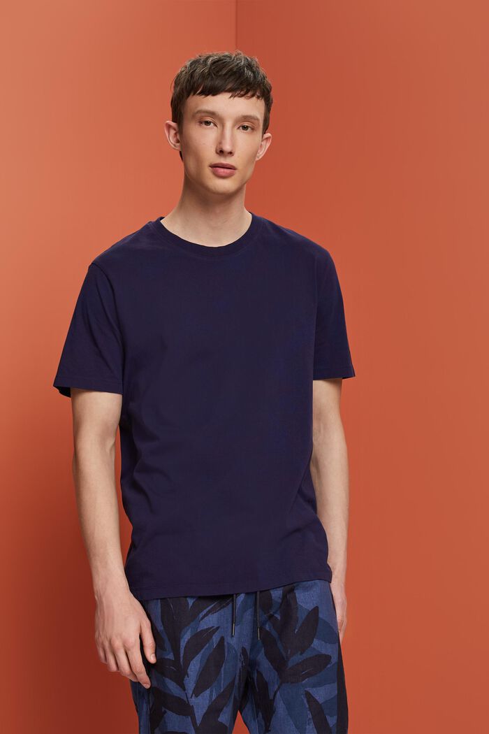 Camiseta de cuello redondo, 100% algodón, DARK BLUE, detail image number 0