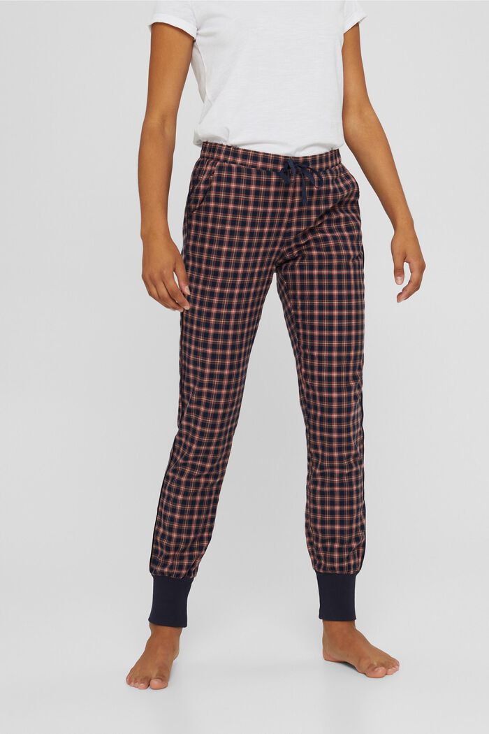 Pantalón de pijama a cuadros, algodón ecológico, NAVY, detail image number 0