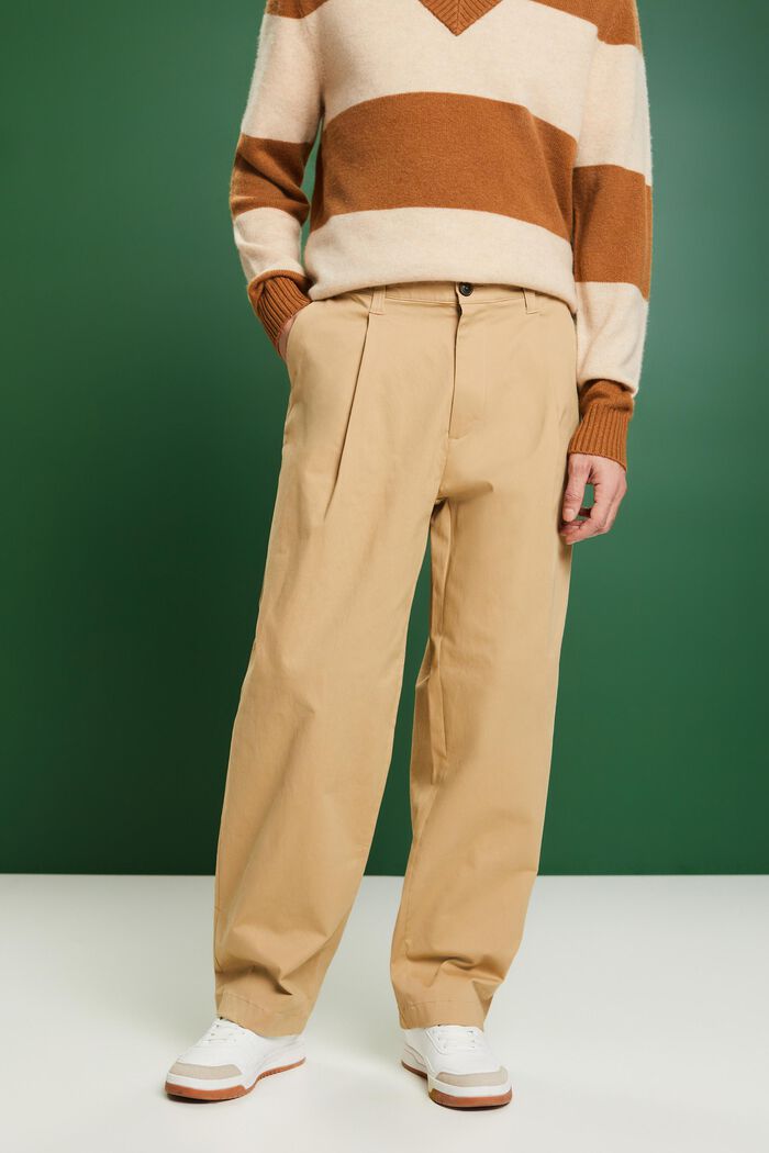 Pantalón chino de pernera amplia, BEIGE, detail image number 0