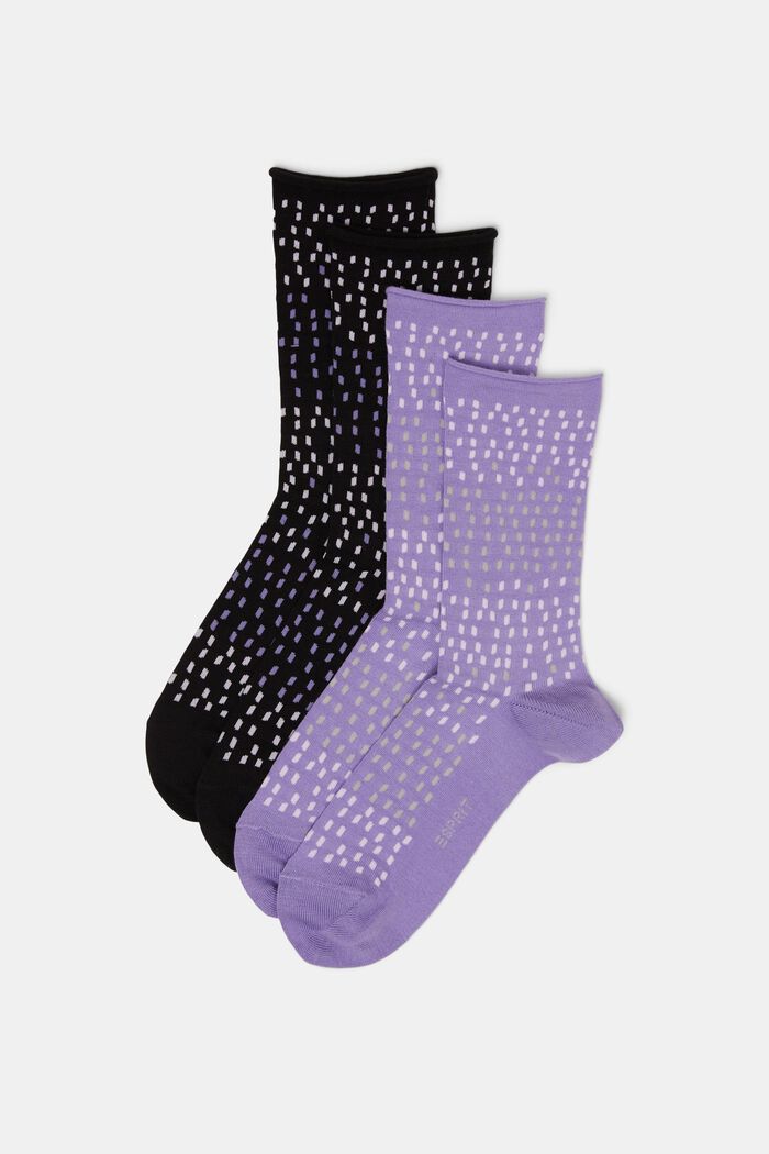 Pack de 2 pares de calcetines estampados, algodón ecológico, LILAC/BLACK, detail image number 0