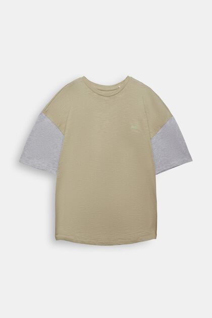 Camiseta bicolor con textura flameada