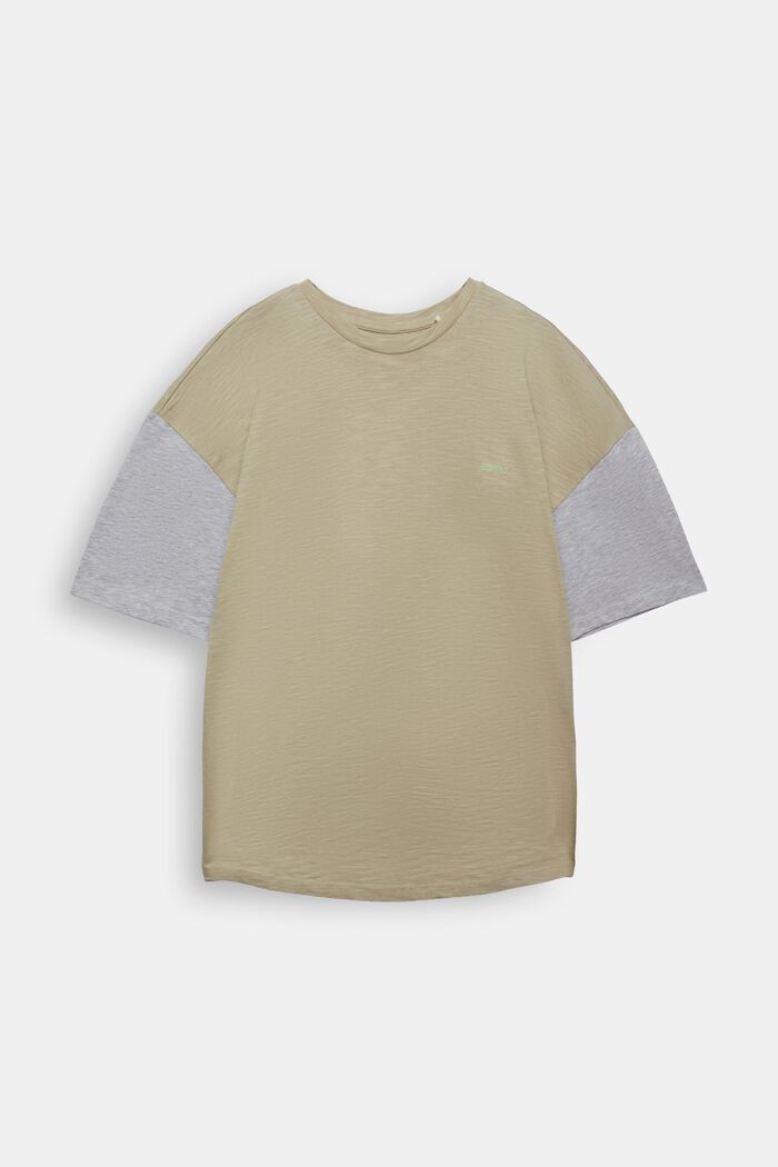 Camiseta bicolor con textura flameada, DUSTY GREEN, detail image number 0