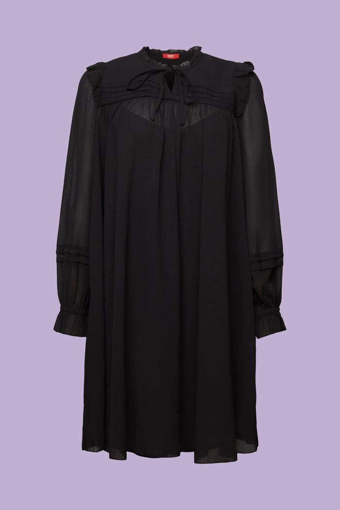 Vestido corto de gasa de crepé, BLACK, detail image number 6