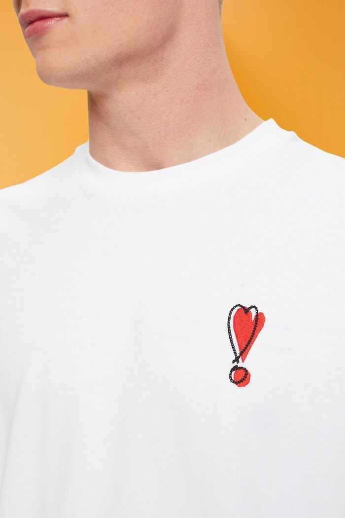 Camiseta de algodón sostenible con diseño de corazón, WHITE, detail image number 2