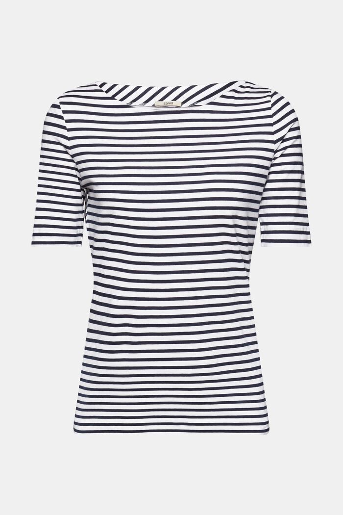 Camiseta de algodón a rayas con cuello barco, WHITE, detail image number 6