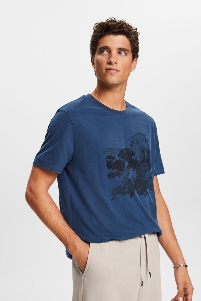 Camiseta con estampado geométrico, BLUE, detail image number 2