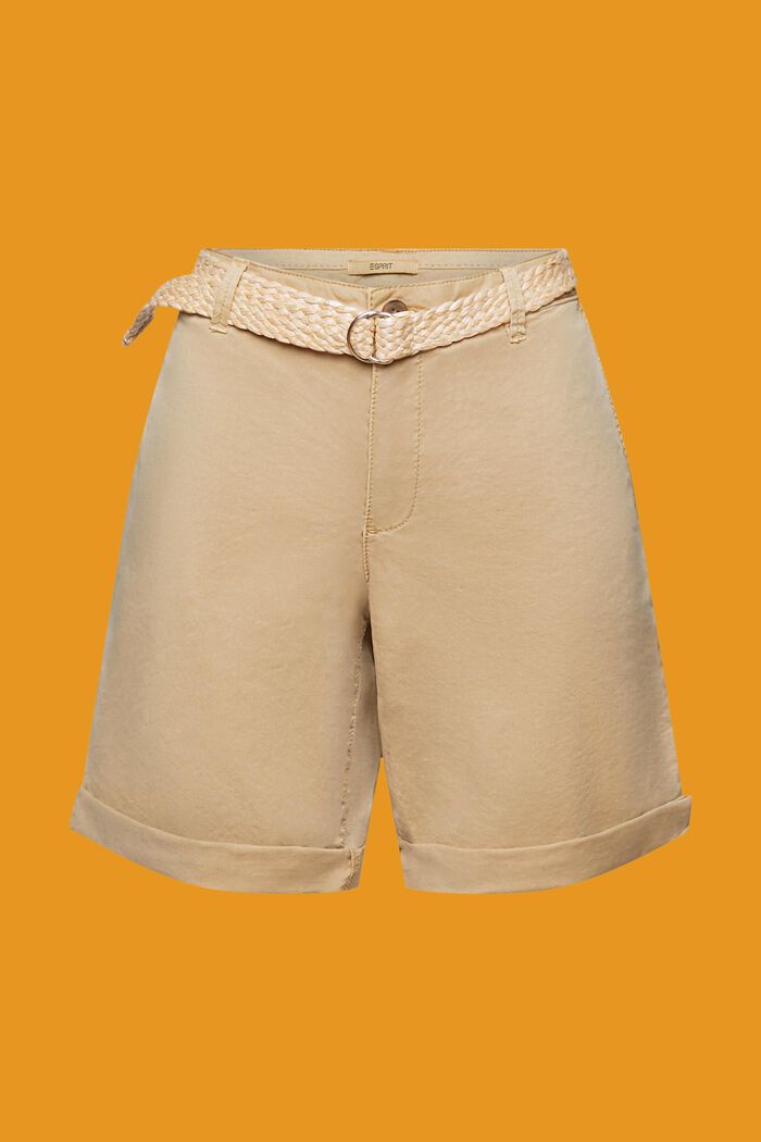 Pantalones cortos con cinturón trenzado de rafia extraíble, SAND, detail image number 6