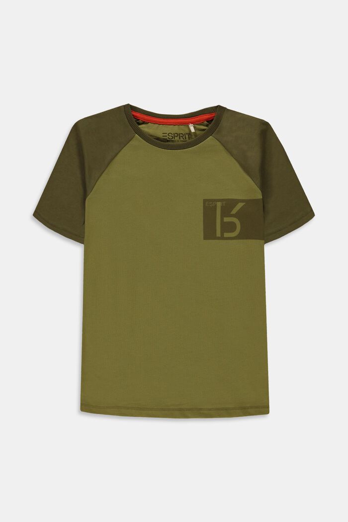 Camiseta con estampado en 100% algodón, LEAF GREEN, detail image number 0