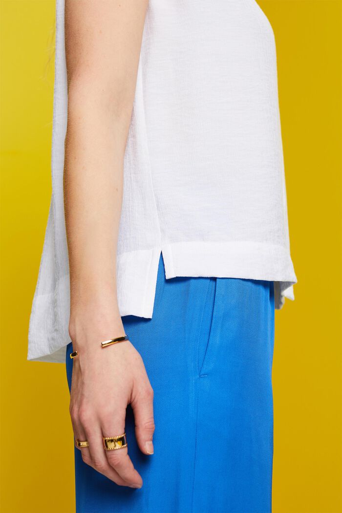 Blusa sin mangas con diseño arrugado, WHITE, detail image number 2