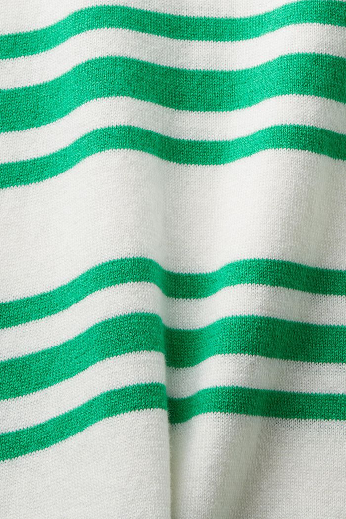 Jersey a rayas de algodón con cuello pico, GREEN, detail image number 5