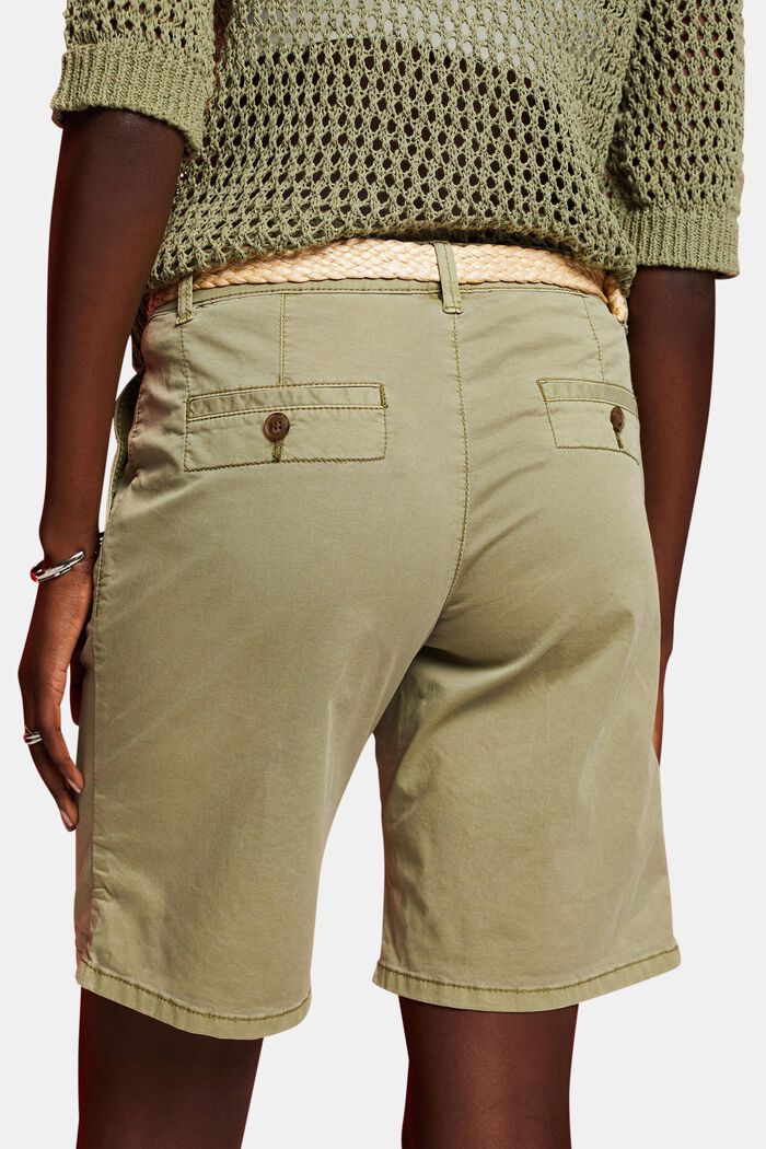 Pantalones cortos con cinturón trenzado de rafia extraíble, LIGHT KHAKI, detail image number 2