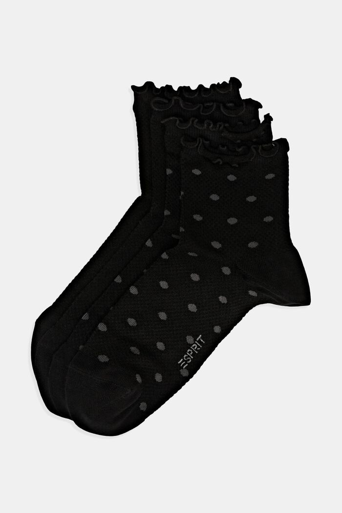 Pack de 2 pares de calcetines con dobladillo de lechuga, en algodón ecológico, BLACK, detail image number 0