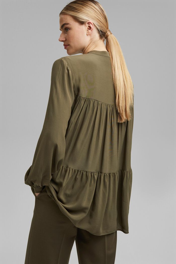 Blusa larga tipo túnica LENZING™ ECOVERO™, DARK KHAKI, detail image number 3
