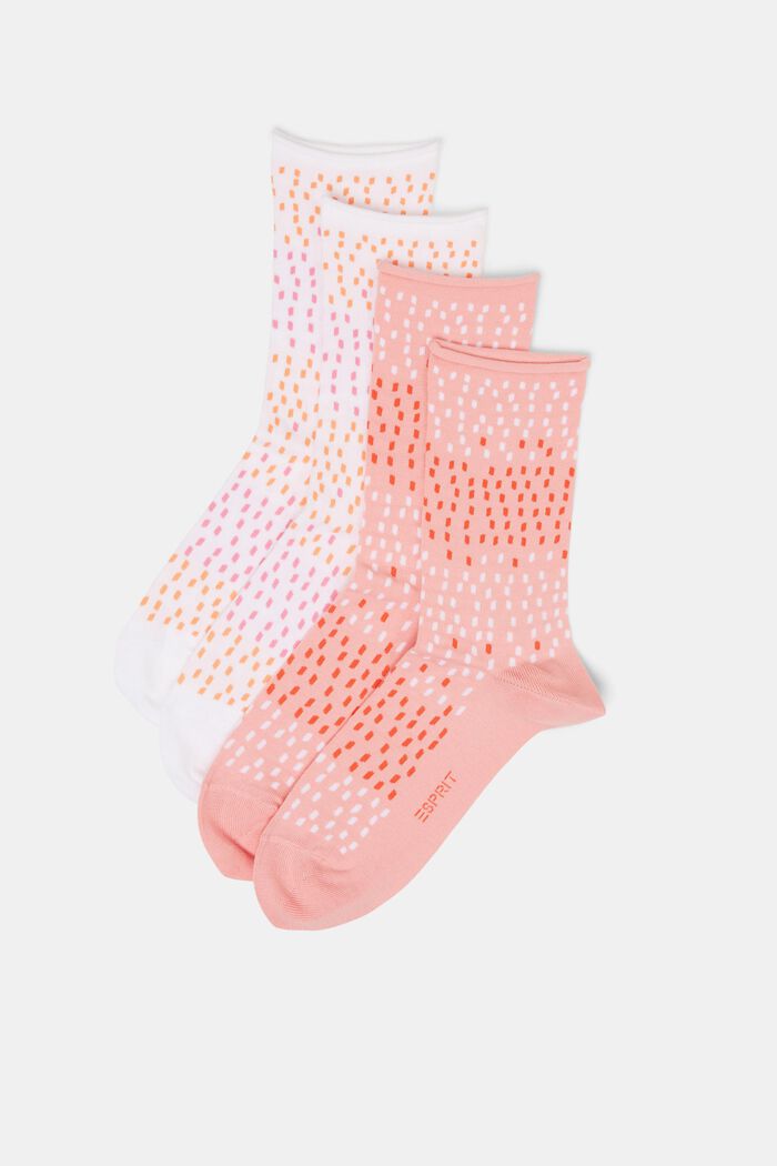 Pack de 2 pares de calcetines estampados, algodón ecológico, ROSE/WHITE, detail image number 0