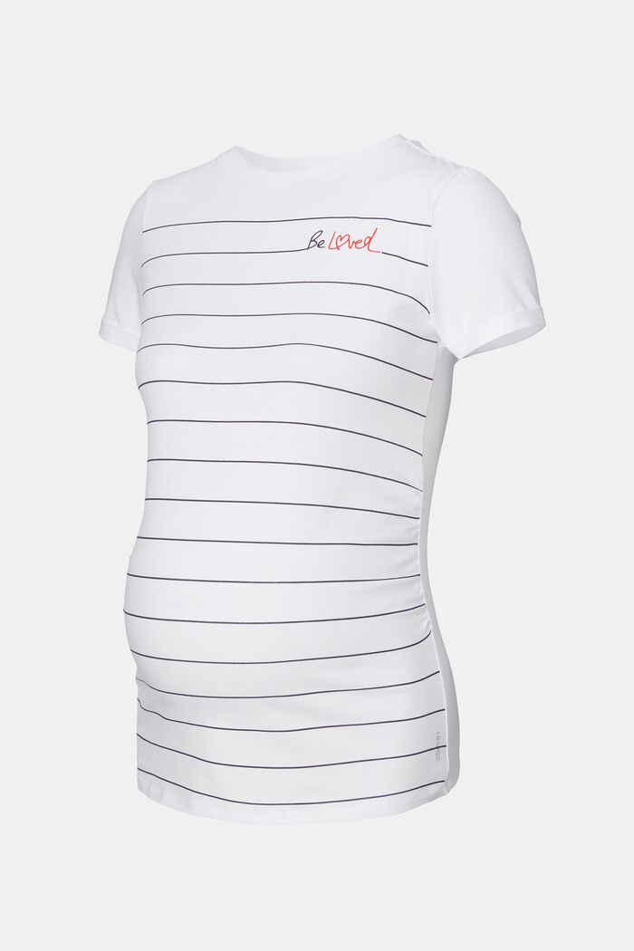 Camiseta a rayas, algodón ecológico, BRIGHT WHITE, detail image number 4