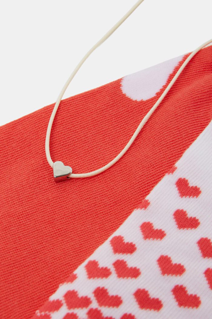 Pack de 2 pares de calcetines con corazones + pulsera LOVE de regalo, ORANGE, detail image number 1