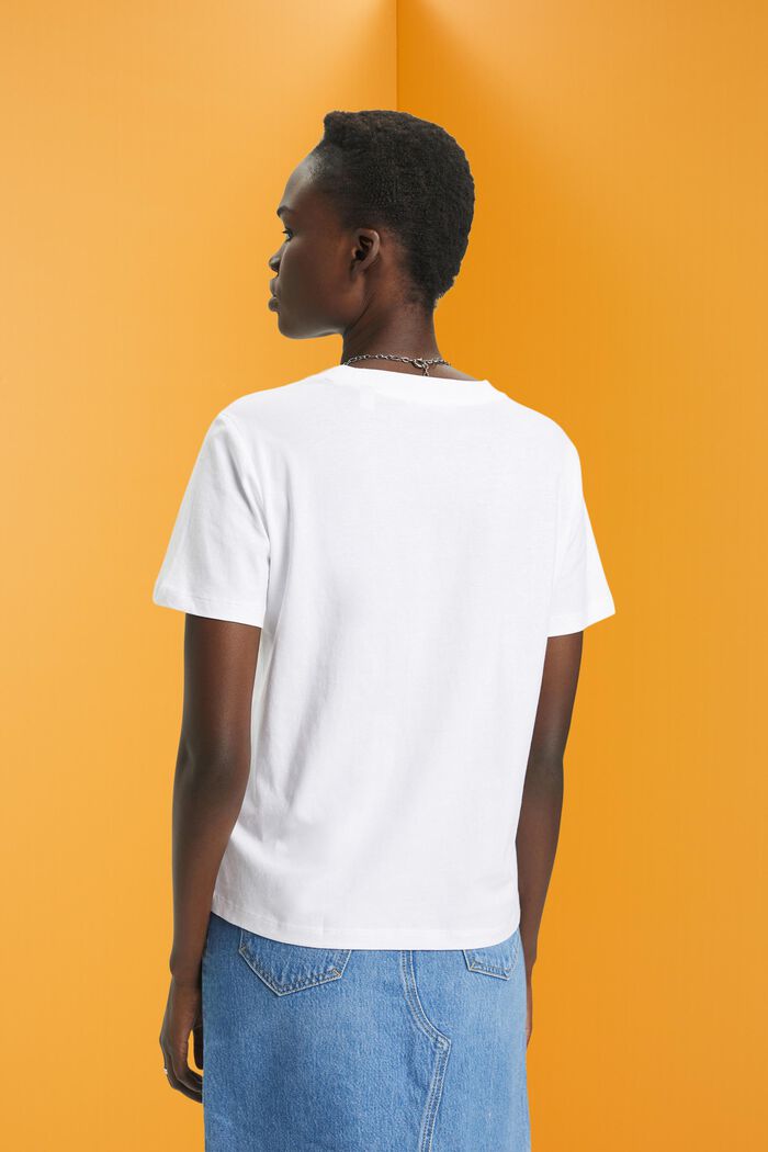 Camiseta de algodón con estampado floral, WHITE, detail image number 3