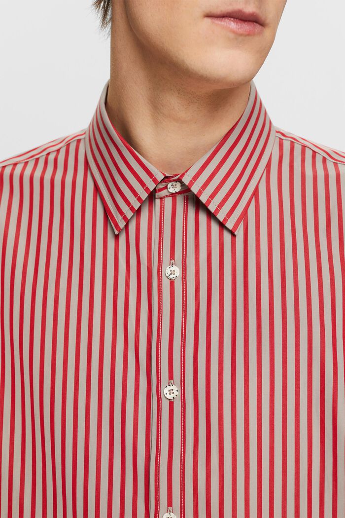 Camisa a rayas de popelina, DARK RED, detail image number 2