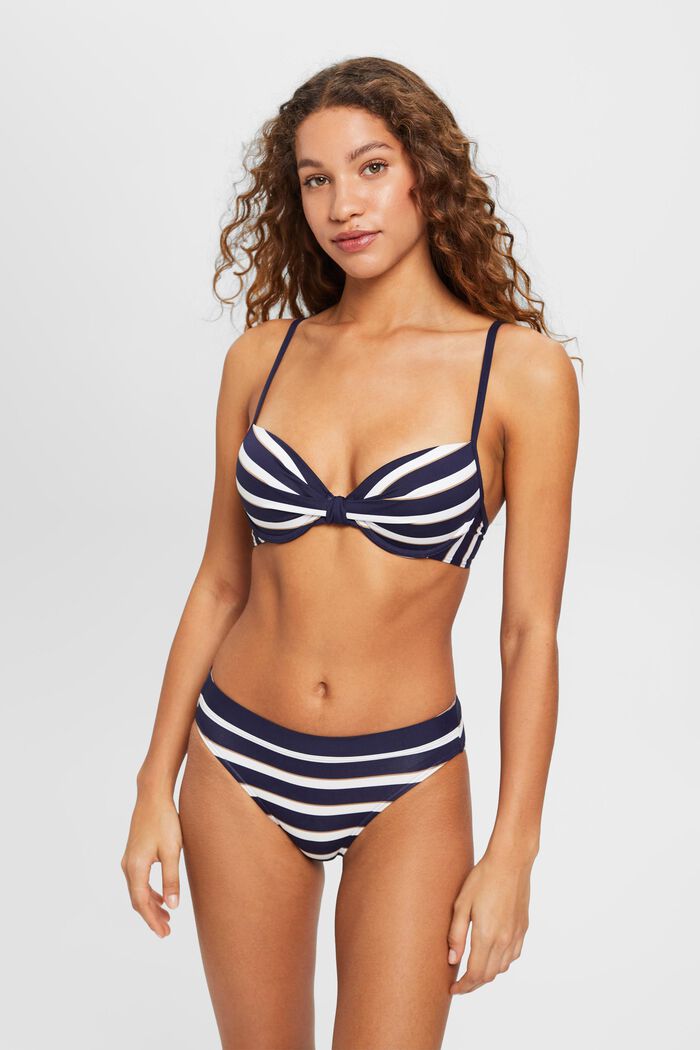 Top de bikini acolchado y con aros, a rayas, NAVY, detail image number 0