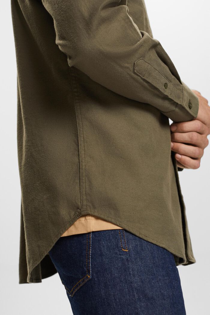 Camisa en franela de algodón, KHAKI GREEN, detail image number 2