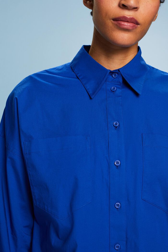 Camiseta de cuello abotonado, popelina de algodón, BRIGHT BLUE, detail image number 3