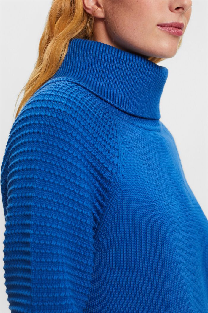 Jersey de algodón con cuello alto, BRIGHT BLUE, detail image number 2