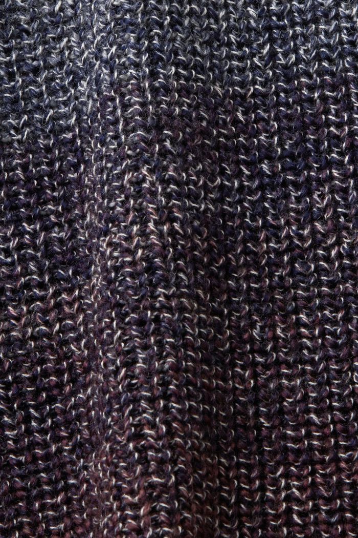 Jersey de punto abierto con cuello alto y diseño degradado, AUBERGINE, detail image number 6