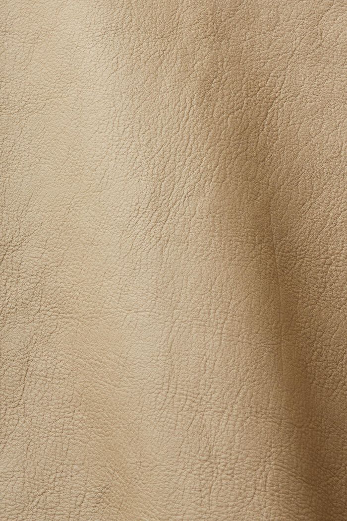 Cazadora motera de piel granulada, BEIGE, detail image number 5