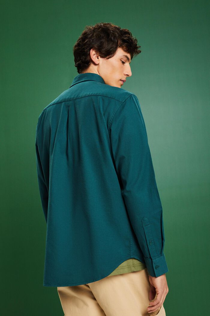 Camisa de sarga de corte normal, EMERALD GREEN, detail image number 2