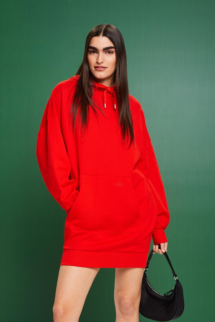 Vestido de sudadera oversize con capucha, RED, detail image number 0