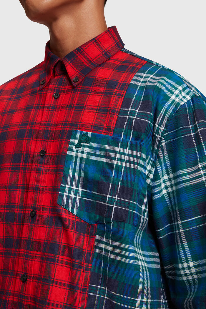 Camisa de franela con diseño patchwork combinado, RED, detail image number 2