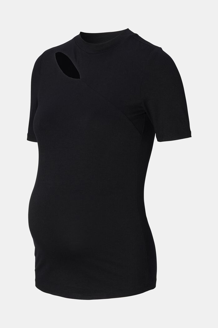 Camiseta con abertura, LENZING™ ECOVERO™, BLACK INK, overview