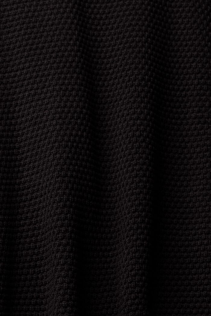 Jersey con cuello alto de textura, mezcla de algodón, BLACK, detail image number 4
