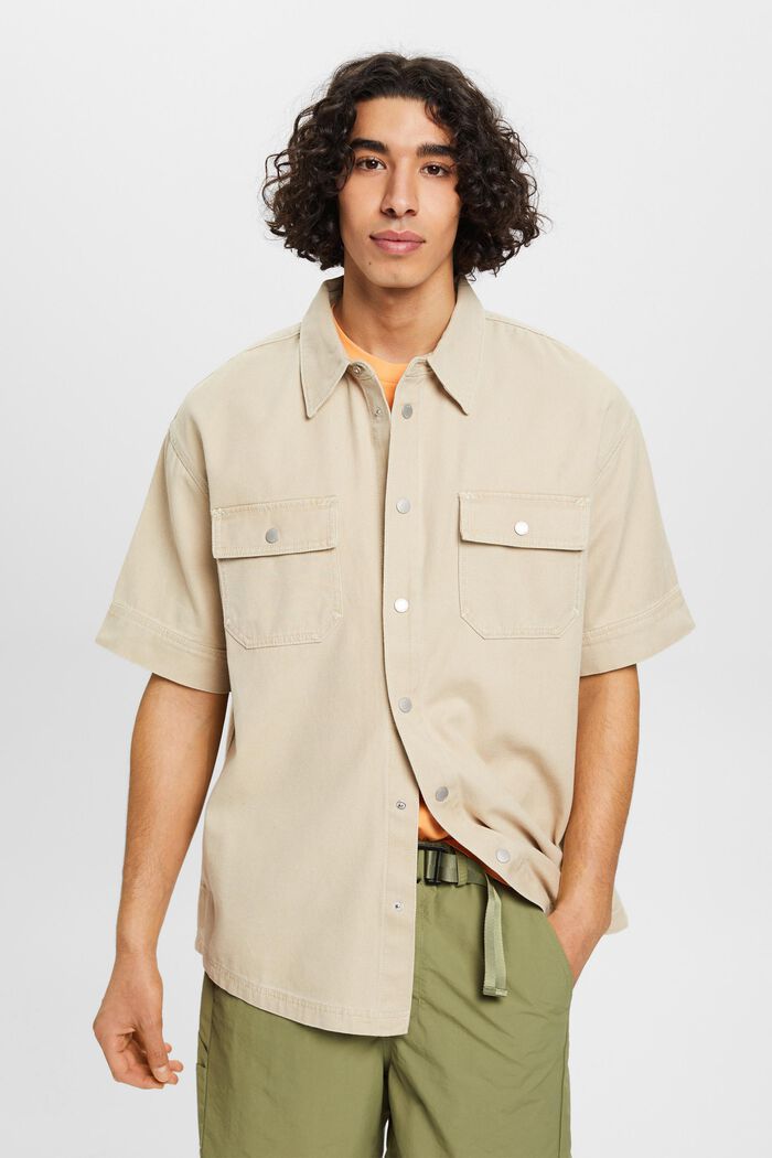 Camisa vaquera de manga corta, SAND, detail image number 0