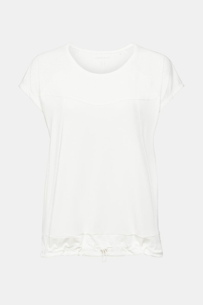 Reciclada: camiseta deportiva con cordón y tecnología E-DRY, OFF WHITE, overview