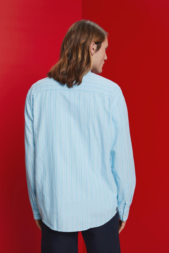 Camiseta de rayas con lino, TURQUOISE, detail image number 3
