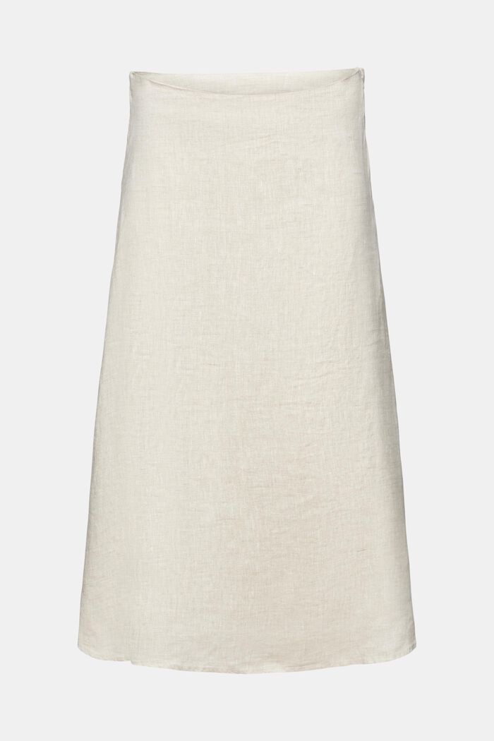 Falda midi de lino sin teñir, BEIGE, detail image number 7