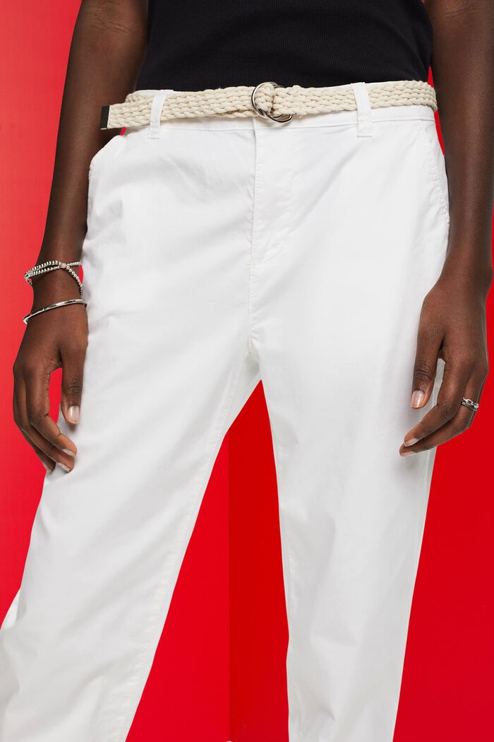 Pantalones chinos elásticos ligeros con cinturón, OFF WHITE, detail image number 2