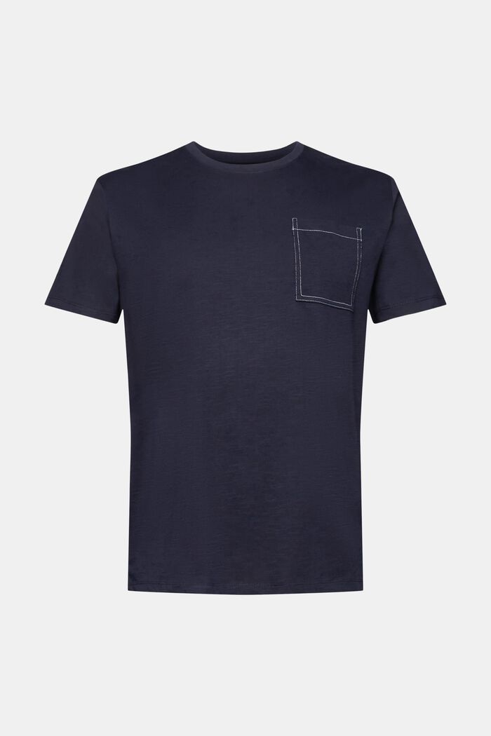 Camiseta de algodón con bolsillo en el pecho, NAVY, detail image number 6