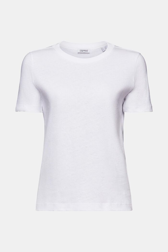 Camiseta de algodón y lino, WHITE, detail image number 6