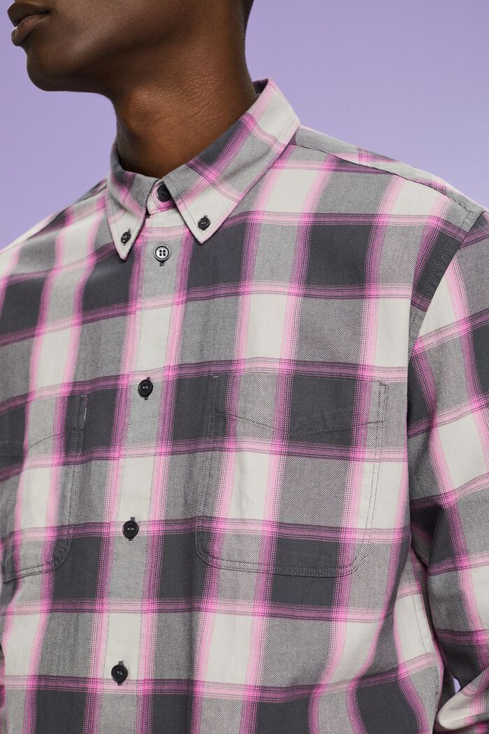 Camisa de franela de algodón con diseño a cuadros, DARK GREY, detail image number 3