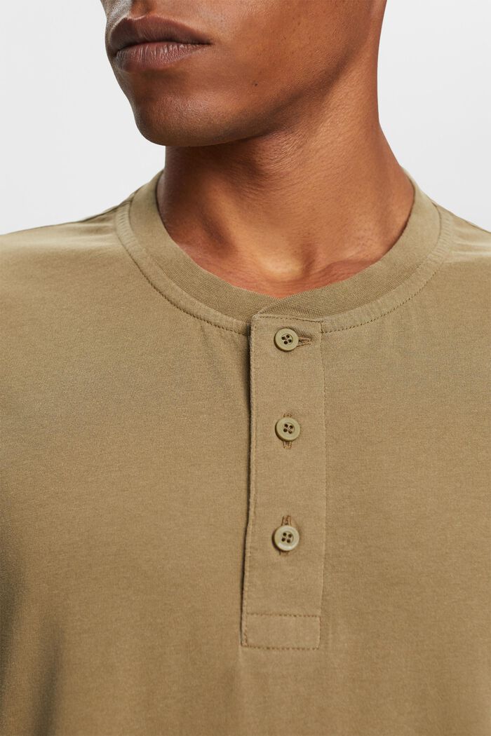 Camiseta henley, 100% algodón, KHAKI GREEN, detail image number 2