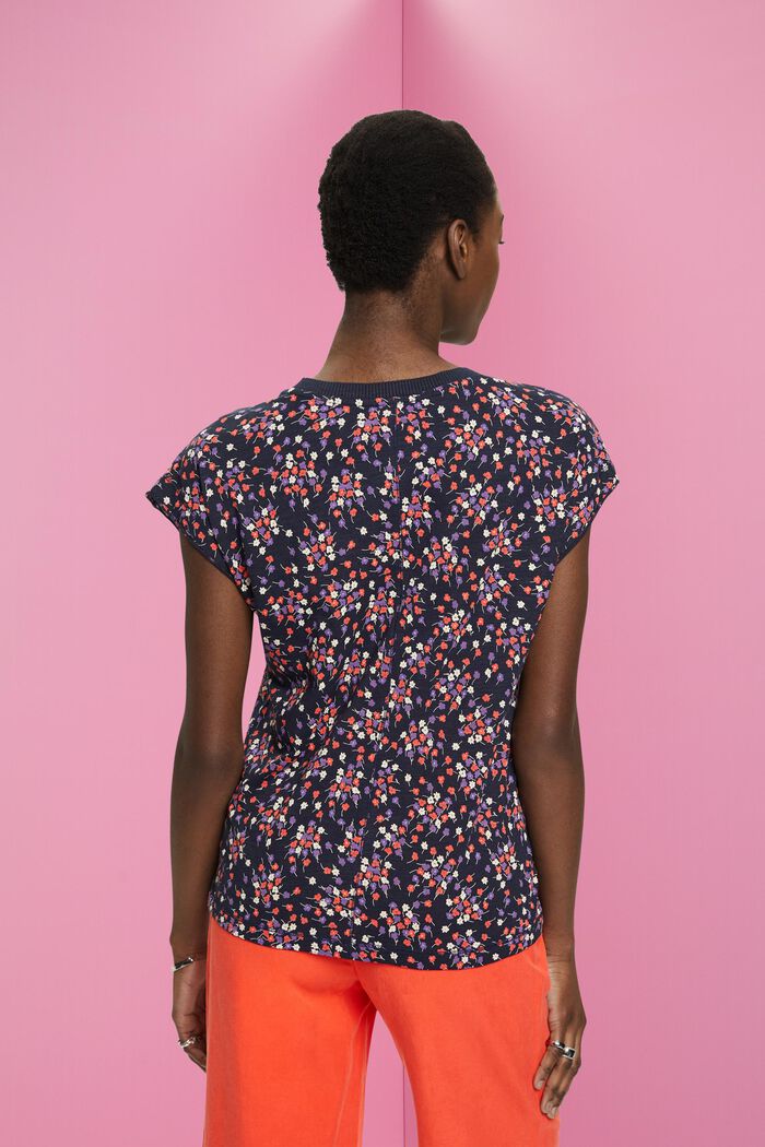 Camiseta sin mangas con estampado floral allover, NAVY, detail image number 3
