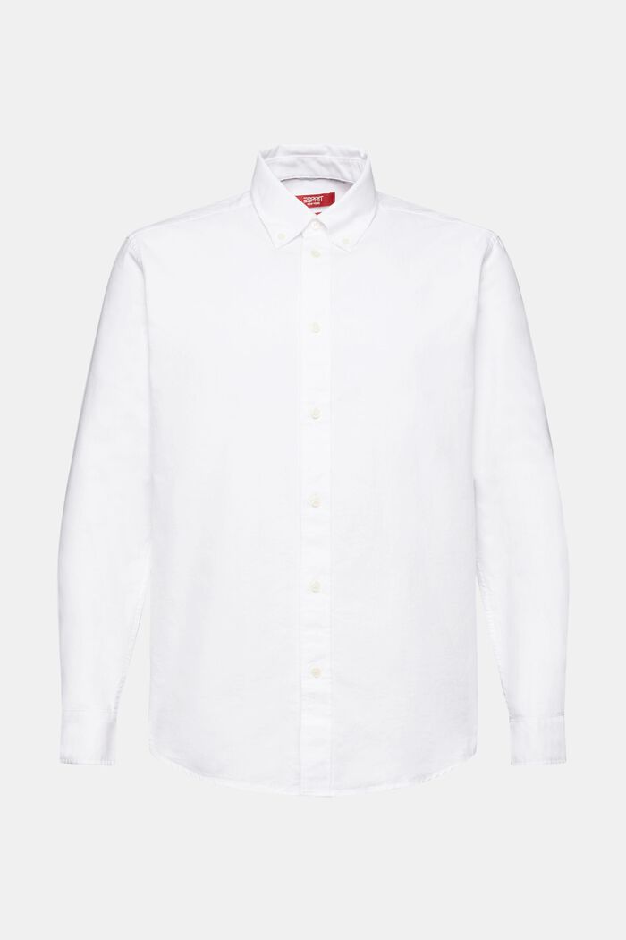 Camisa de cuello abotonado en popelina de algodón, WHITE, detail image number 6