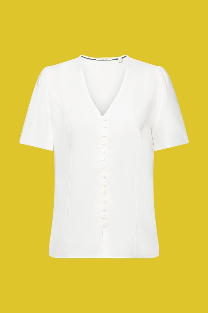 Blusa ajustada a la cintura con botones, OFF WHITE, detail image number 6