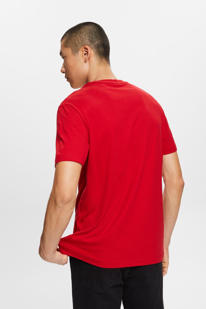 Camiseta de cuello redondo en tejido jersey de algodón Pima, DARK RED, detail image number 3