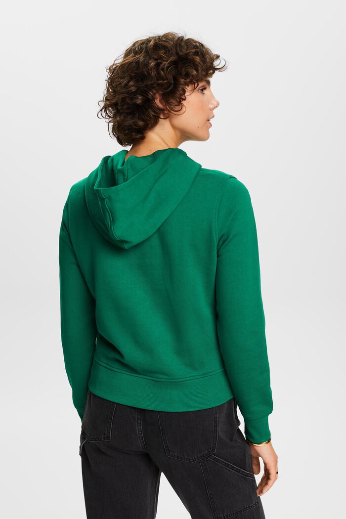 Sudadera con capucha y logotipo bordado, algodón ecológico, DARK GREEN, detail image number 3